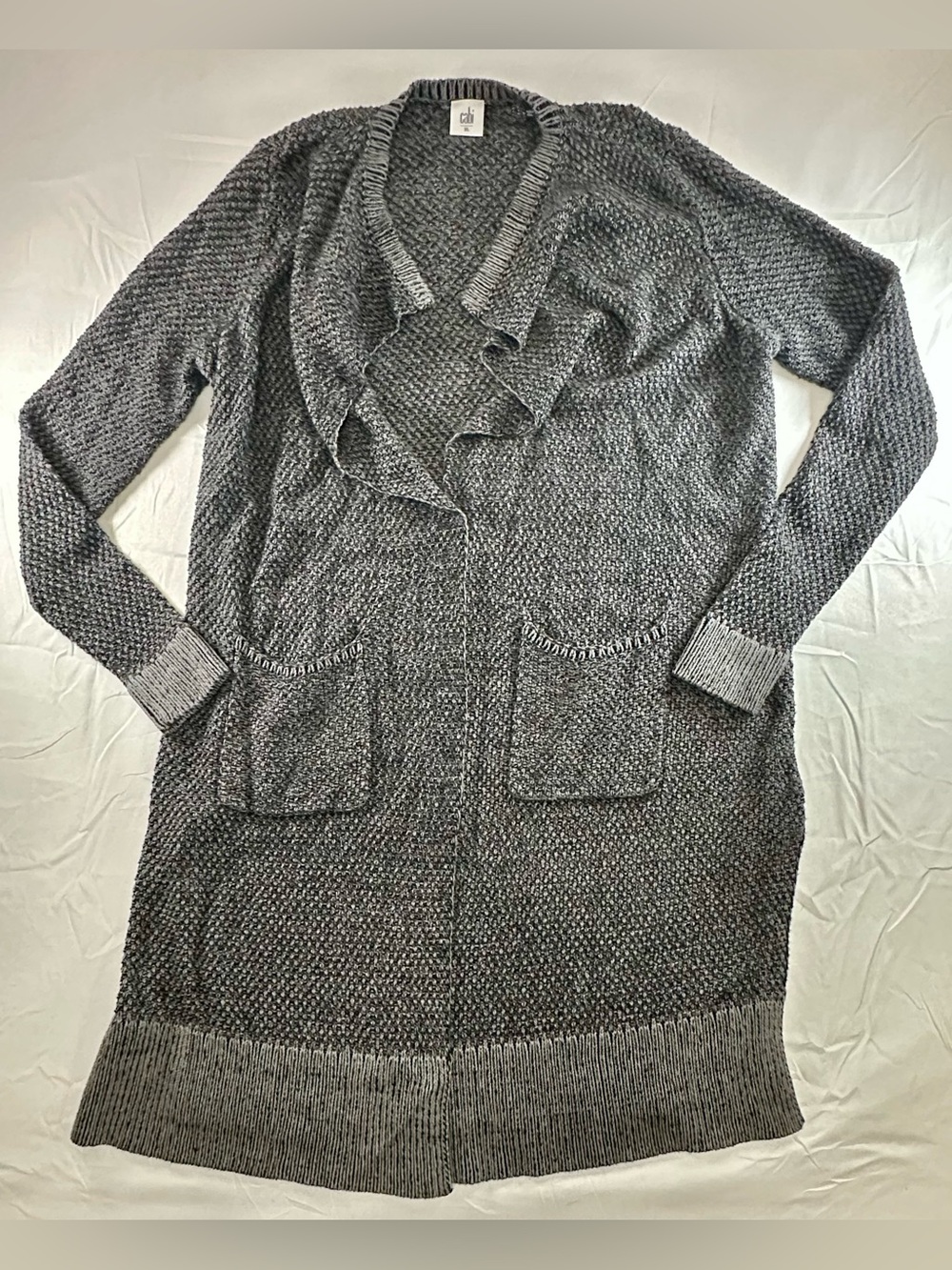 Cabi Women’s Gray Open-Front Long Knit Cardigan Sweater